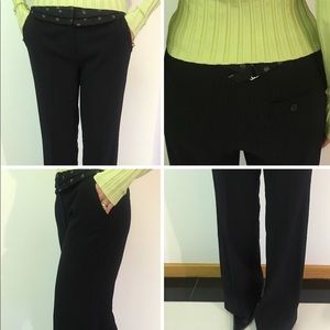 DRESSY BLACK STRIPE WITH ATTACHED FLOWER BELT